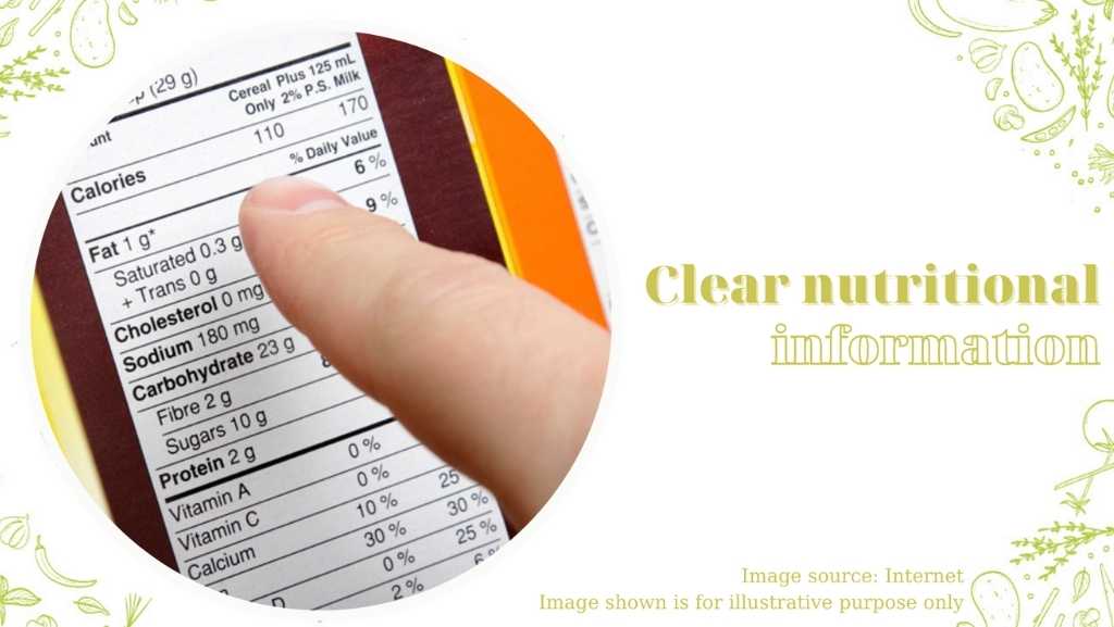 clear nutritional information